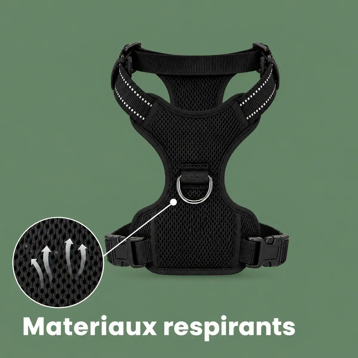 Détail des matériaux et du rembourrage en maille du harnais Premium HP5652