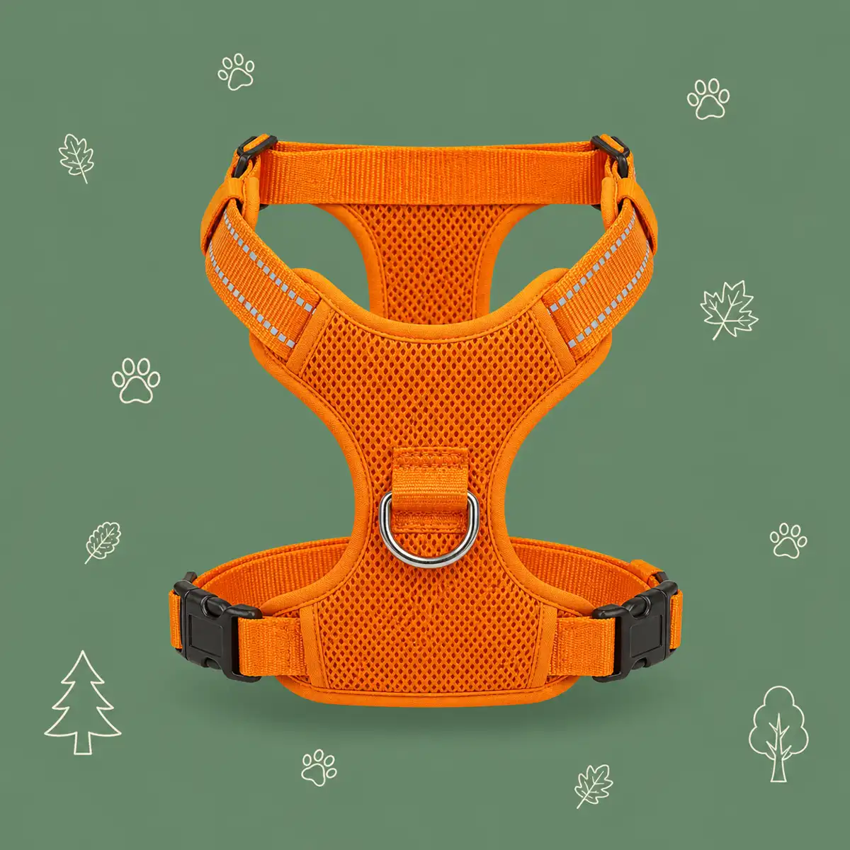 Harnais anti-traction Premium HP5652 coloris orange, vue de face